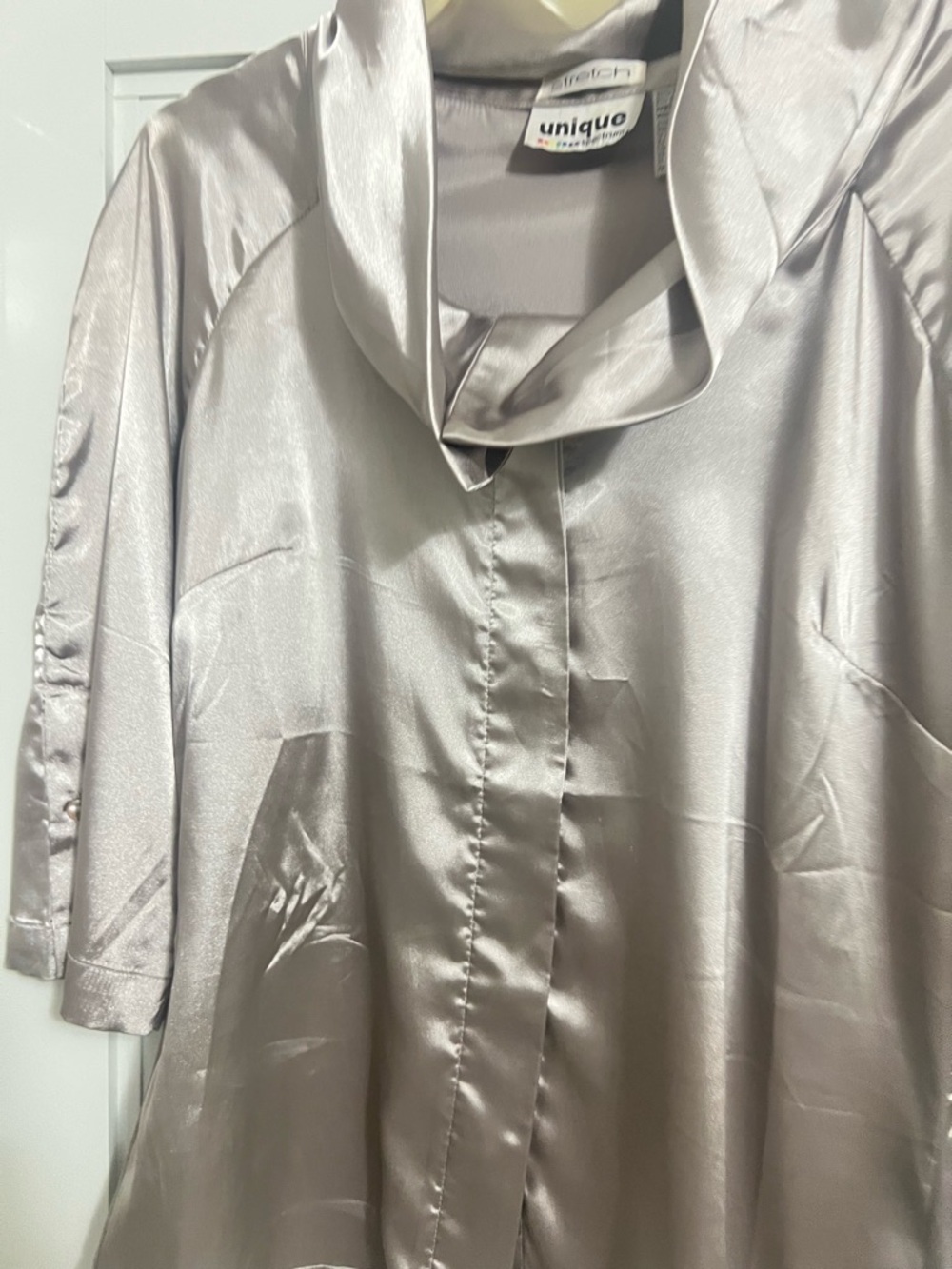 Nique Satin Cowl Neck Blouse in Silver